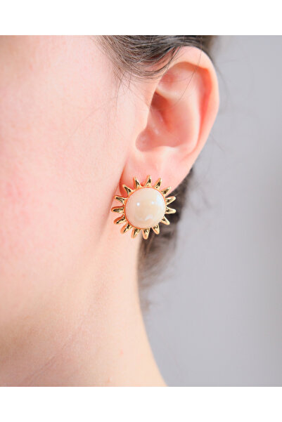 AURRARİ Gold Sedef Taşlı Güneş Küpe