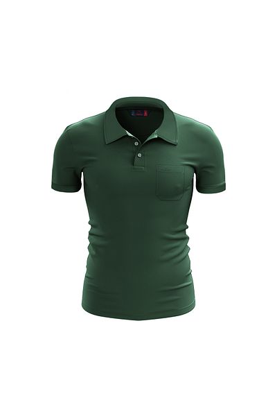 raru Πράσινο μπλουζάκι Polo - 100% βαμβάκι, με τσέπη, PARATUS