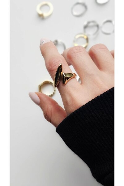 stainless steell 316L Steel Spiral Minimal Gold Adjustable Ring