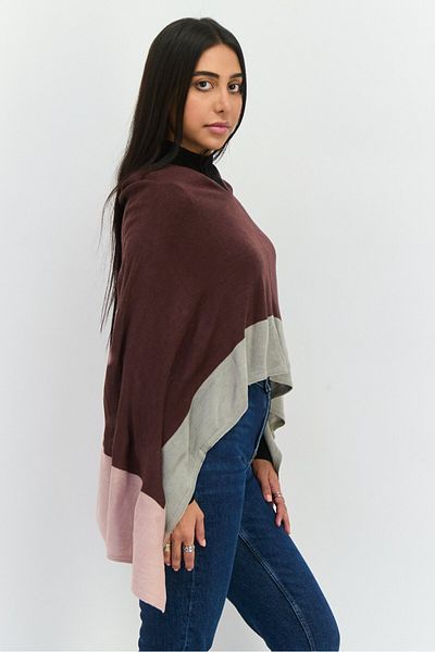 Jones of New York Women Colorblock Poncho Wraps, Purple