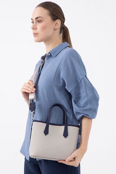 United Colors of Benetton Benetton Women's Handbag - Stone/Navy Bnt1588