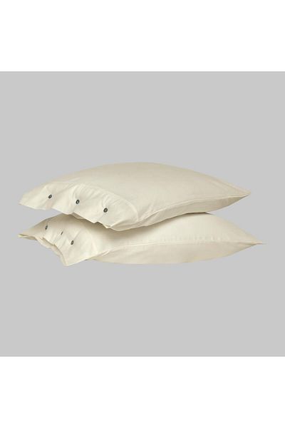 Sarev Cream Colored Monochrome 100% Cotton Satin Pillow Case