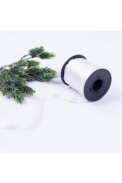 Bimotif Panglică albă din satin de 10 mm - 20 de metri