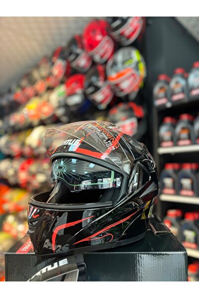 Universal UNİVERSAL VIRTUE ÇENE AÇILIR GÜNRŞ VİZÖRLÜ MOTOSİKLET KASKI (SİYAH- KIRMIZI)