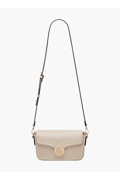 ELLE Monogram Accent Crossbody Bag with Detachable Strap and Flap Closure
