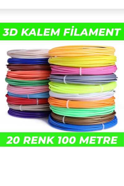 atlas3boyut 3d Pen Filament Pla 1.75mm Pla 20 Renk X 5 Metre 3 Boyutlu Kalem ...