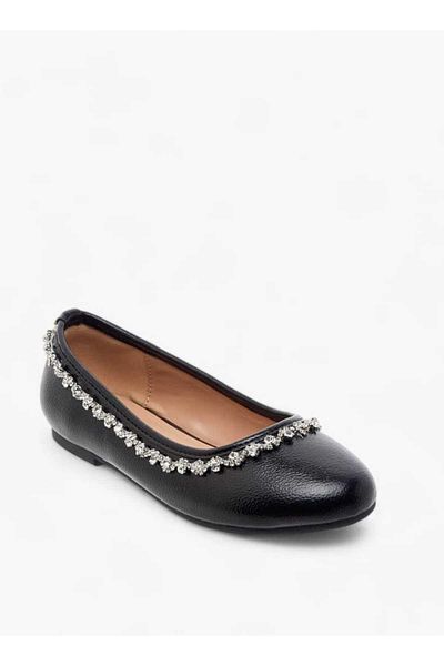 Celeste Girls' Rhinestone Embellished Slip-On Ballerina Shoes