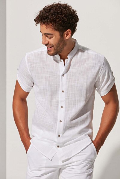 White By Nature Hakim Collar Short Sleeve Men's Shirt