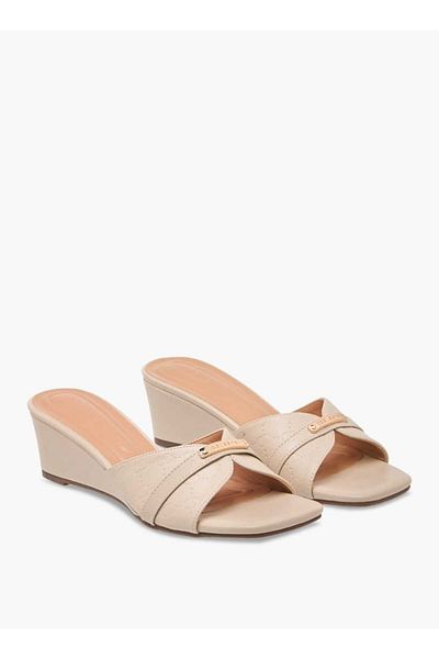 Celeste Women's Monogram Embossed Slip-On Sandals with Wedge Heels