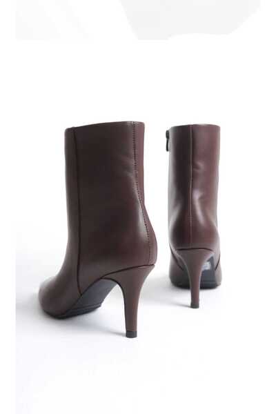 Limerence LİMERENCE Hakiki Deri İnce Topuklu Bot Kahverengi