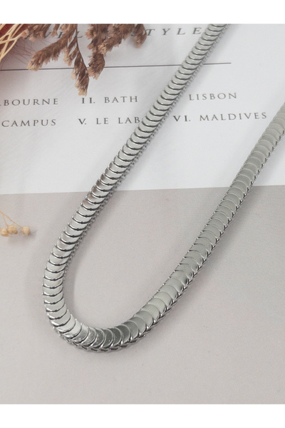 GUNESTAKI Kararmaz Çelik Balıksırtı Pullu Zincir Kolye