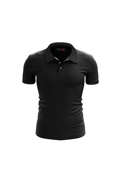 raru Μαύρο μπλουζάκι Polo - 100% βαμβάκι, PARATUS με τσέπη