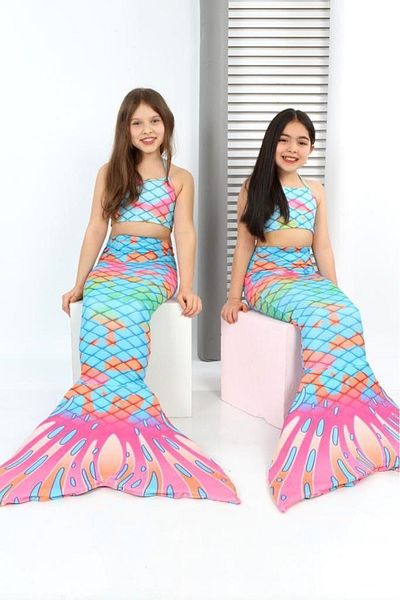 ANGELOS GIRLS 3-12 Years Girl's Mermaid Swimsuit Set - Bottom, Top and Costume Set 017