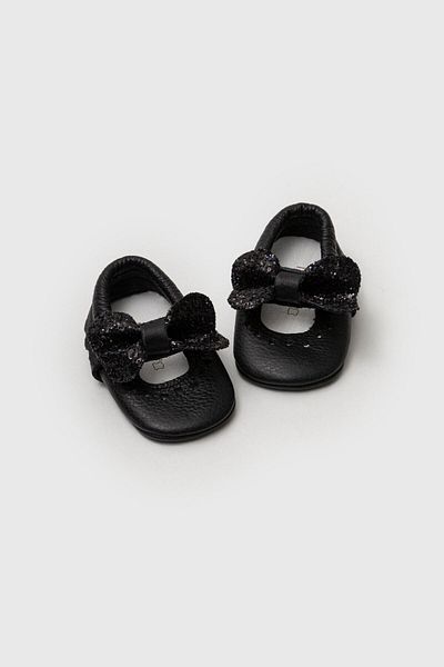 Magu Moccasin Black Bow Baby Shoes