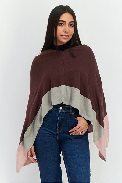 Jones of New York Women Colorblock Poncho Wraps, Purple