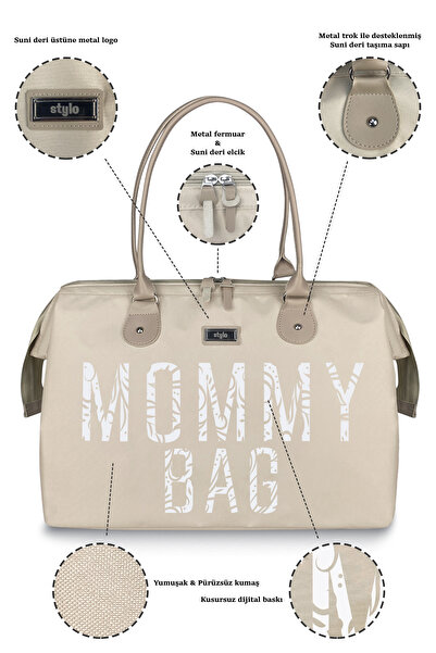 Stylo X Pro Mommy Bag Beige Anne Bebek Bakım Kadın Çantası