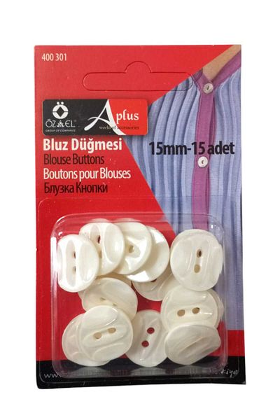 ÖZ-EL AŞ White Pearlescent Button - 15Pcs 15mm, Skirt Blouse Shirt Button - 400 301