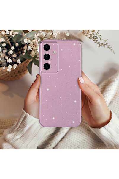 Molly Samsung Galaxy S21 FE İçin Gül Kurusu Berry Simli Parlak Silikon Kılıf