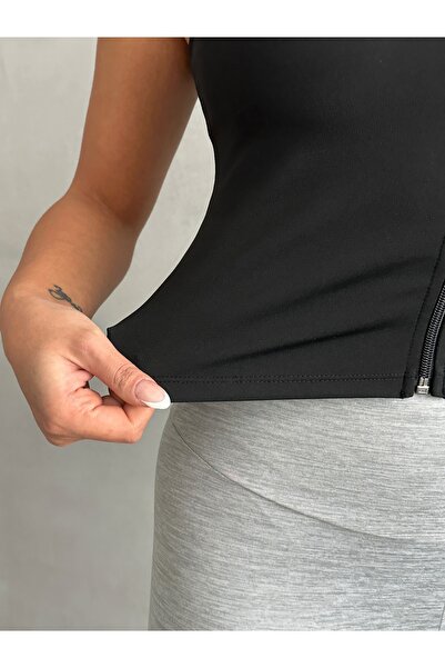 Miss Prova Scuba Fabric Zippered Blouse - Missbl2537