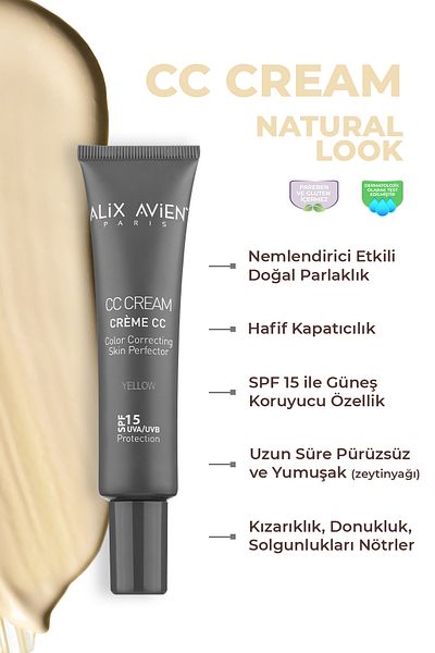 Alix Avien Yellow Cc Cream Yellow SPF 15 Regulator - Cream Color, 40 ml