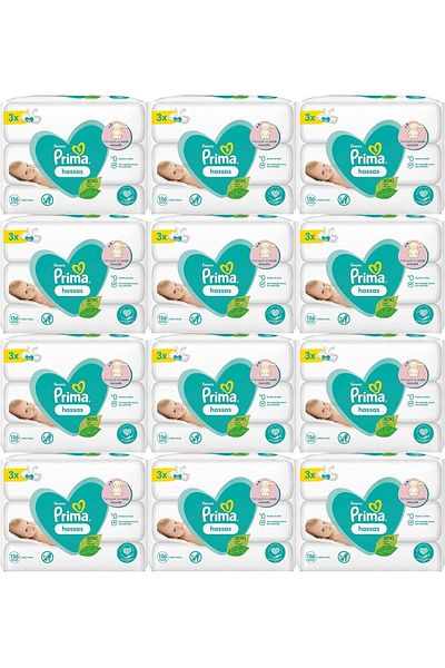 Prima Set of 36 Wet Towels - Wipes, Sensitive Skin, Plant Based, Odorless (12Pk*3) 1872 Sheets