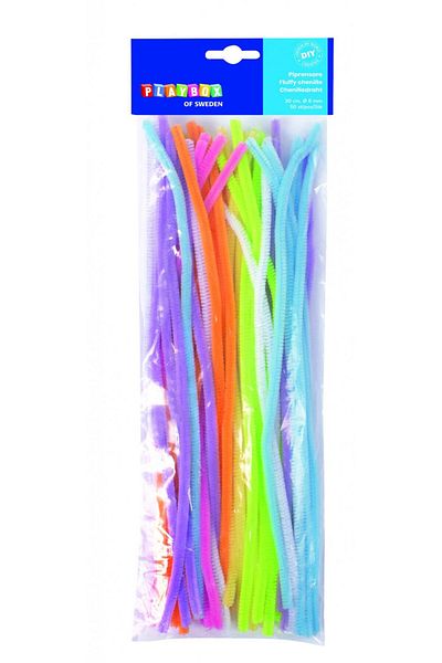 Playbox Set of 50 pieces of plush wire, 6 mm diameter, 50 cm long, neon colors