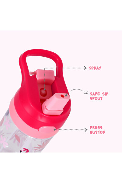 Eazy Kids Tritan Water Bottle w/ Spray Tropical Pink, 420ml