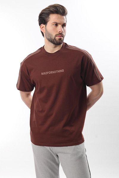 Madmext Ανδρικό μπλουζάκι με στάμπα Bitter Brown Crew Neck E7110