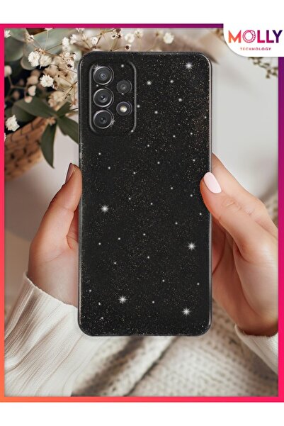 Molly Samsung Galaxy A53 için siyah Berry Simli Parlak Silikon Kılıf