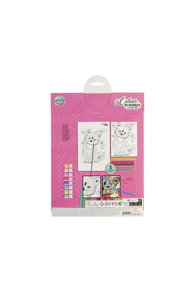 Moxy Creative set, Color by numbers, A4, 8 pencils, cat, Moxy