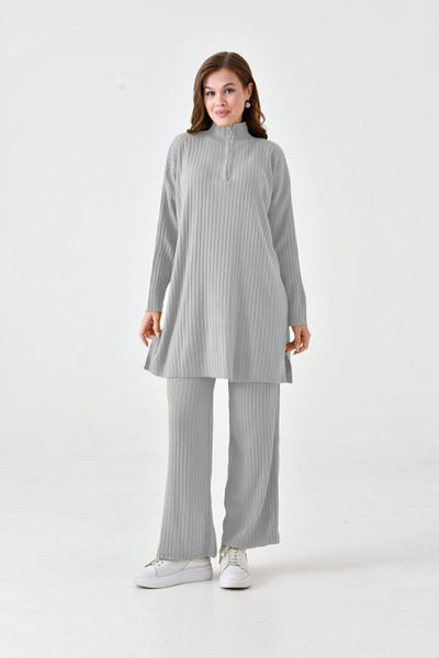 NİSUM MODA Nisum Kneck Zippered Pants Strick Suit