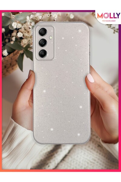 Molly Samsung Galaxy A25 İçin Gümüş Berry Simli Parlak Silikon Kılıf
