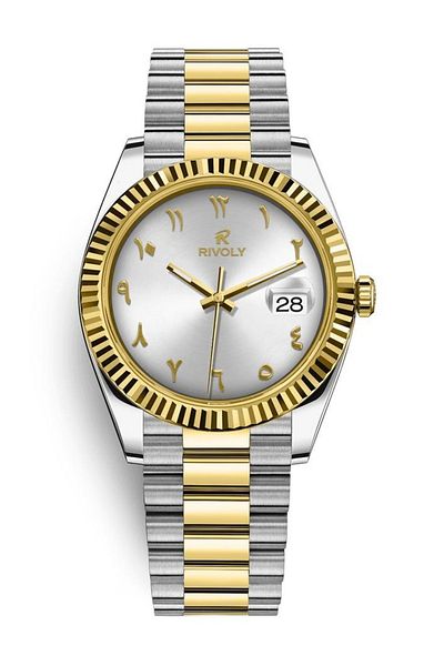 Rivoly Men's Fashion Watch with Arabic Numerals and Date in Stainless Steel