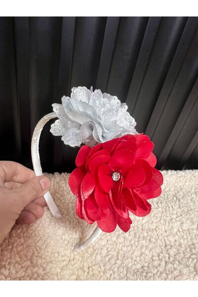 Filizdens Kids Girls' Satin Covered Children's Crown-Buckle with Two Flowers