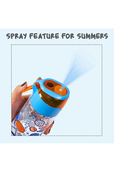 Eazy Kids Tritan Water Bottle w / Spray, Soccer - Blue, 750ml