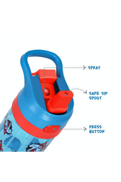 Eazy Kids Tritan Water Bottle with Spray Dino, Blue, 420ml