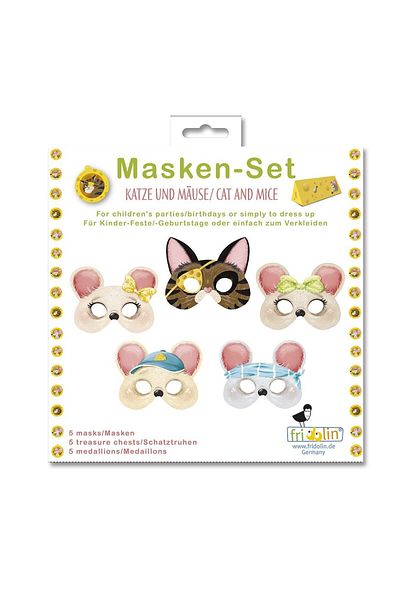 Fridolin Cat and Mouse party mask set, Fridolin