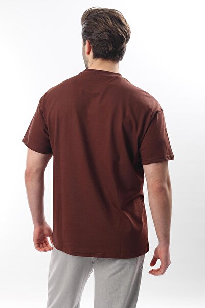 Madmext Ανδρικό μπλουζάκι με στάμπα Bitter Brown Crew Neck E7110