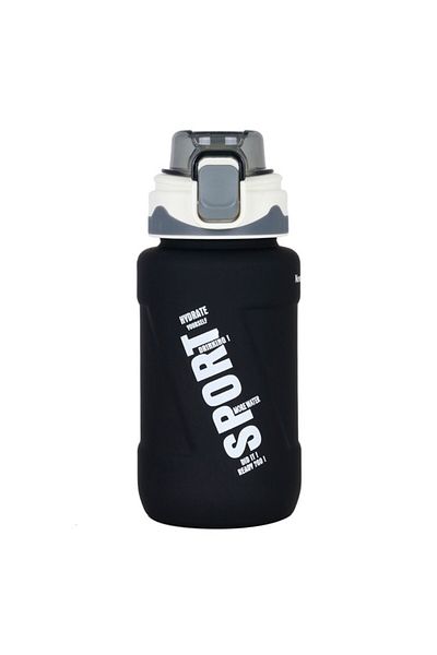 NovaKids Water Bottle 550ml with Straw - Black