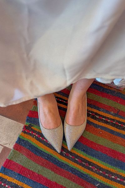 SHOEBELLAS Γυναικείες μπαλαρίνες Petri Beige Stone Coated με λεπτομέρειες