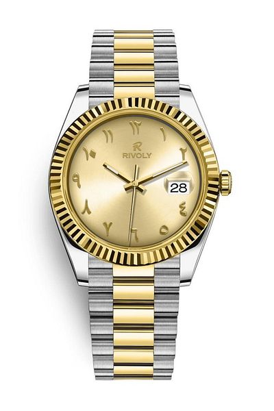 Rivoly Modern Men's Watch with Arabic Numerals and Date in Stainless Steel