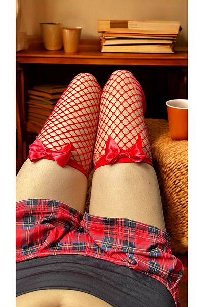 SiaLess Lingerie Women's Sexy Bow Fishnet Garter Stockings