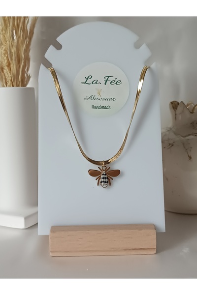 La fee aksesuar İtalyan Ezme Çelik Kolye Arı Kadın Kolye Zirkon Taş Arı Kolye Uç