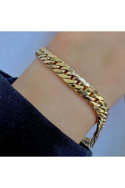 byBurak GOLD Sık Doku Gurmet Zincir Bileklik
