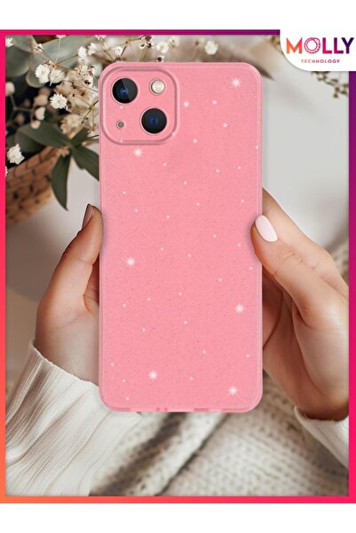 Molly iPhone 15 İçin Pamuk Şeker Berry Simli Parlak Silikon Kılıf