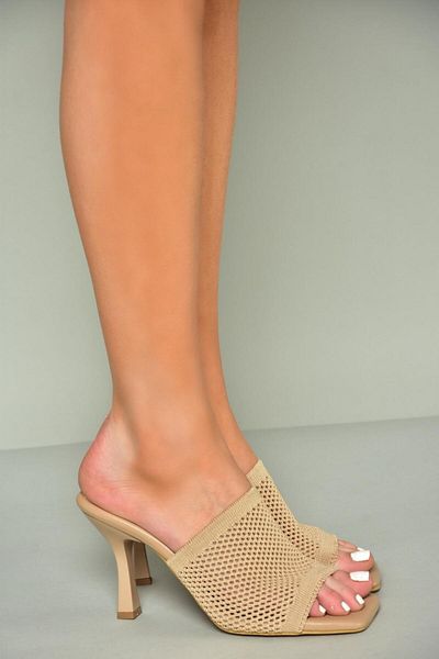 Fox Shoes Τοποθετήστε το δικό σας 590033357   Γυναικείες παντόφλες με τακούνι Nude Knitwear