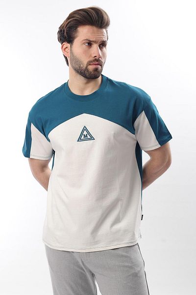 Madmext Pánské tričko Petrol Blue OverFit Garnish E7104