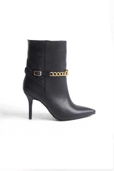 Limerence LİMERENCE Hakiki Deri Zincirli Bot Siyah