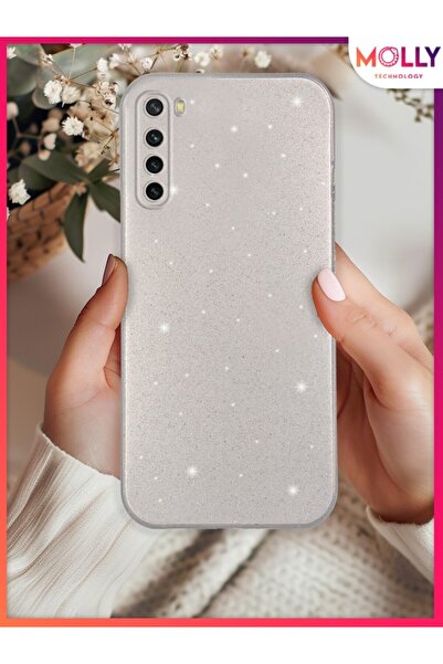 Molly Xiaomi Redmi Note 8 İçin Gümüş Berry Simli Parlak Silikon Kılıf