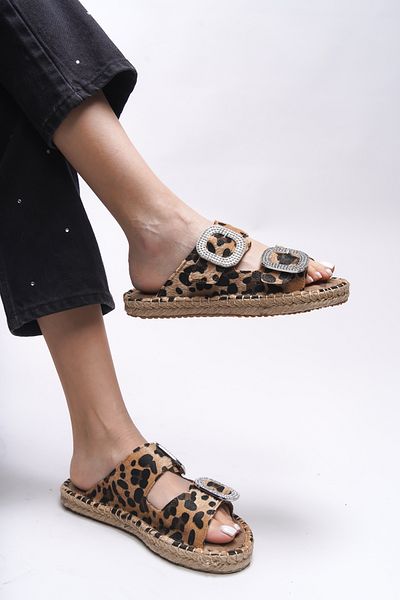 Riccon Γυναικείες παντόφλες με σχέδιο Jehmythe Leopard - 00122301